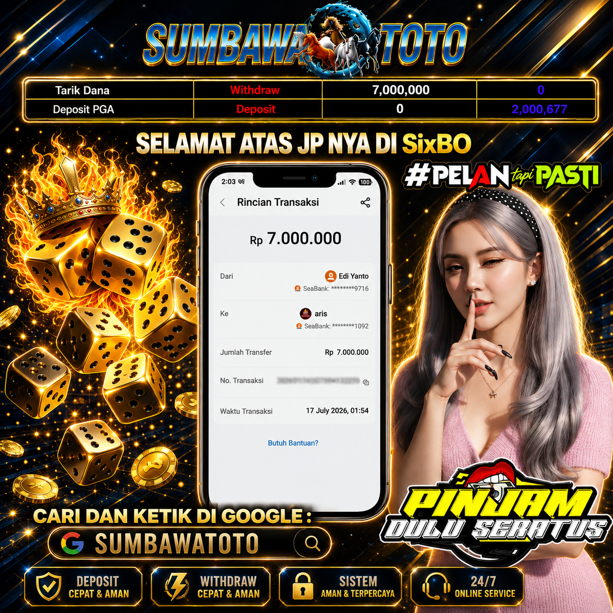 💥 SELAMAT ATAS JP NYA DI SicBO 💥